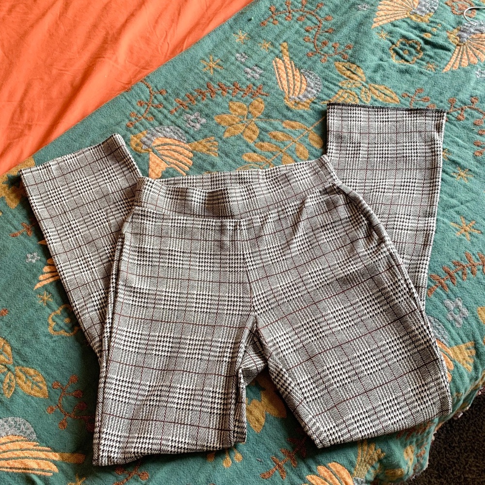 Stretchy Plaid Flare Pants